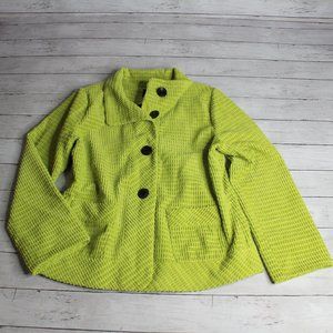 UBU Women's Jacket Size L Green Long Sleeves Black Buttons